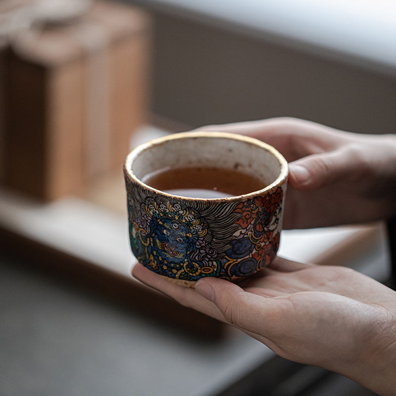 Thangka Dahei Tianwabi Sabi Master Cup Coarse Pottery Shino Yakuza Teacup Personal Special Chinese Tea Cup Jiujue Tang Hand-painted