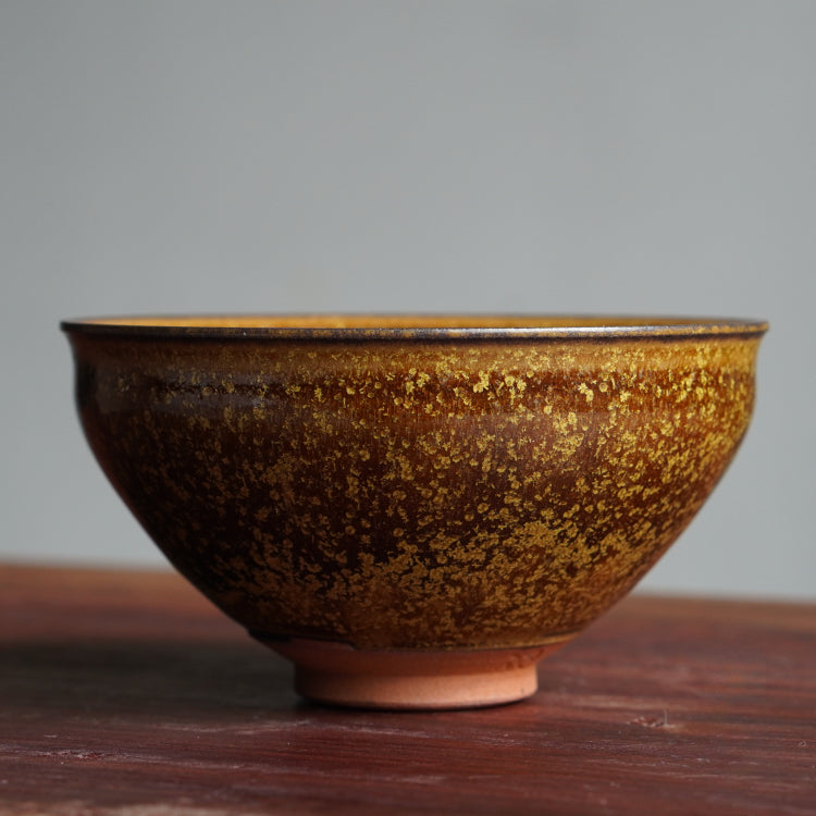 Kowloon Kiln Dangerous Agile Firewood Burning Jianzhan Golden Armor Flower Moon Night Handmade Tea Tasting Master Teacup Treasure Scroll Certificate