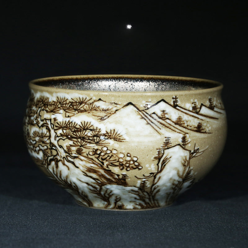Li Guangxi Jianzhan Four Times Four Views Boutique Genuine Collection Tea Cup Oil Drop Ceramic Master Teacup Jianyang Cup Certificate