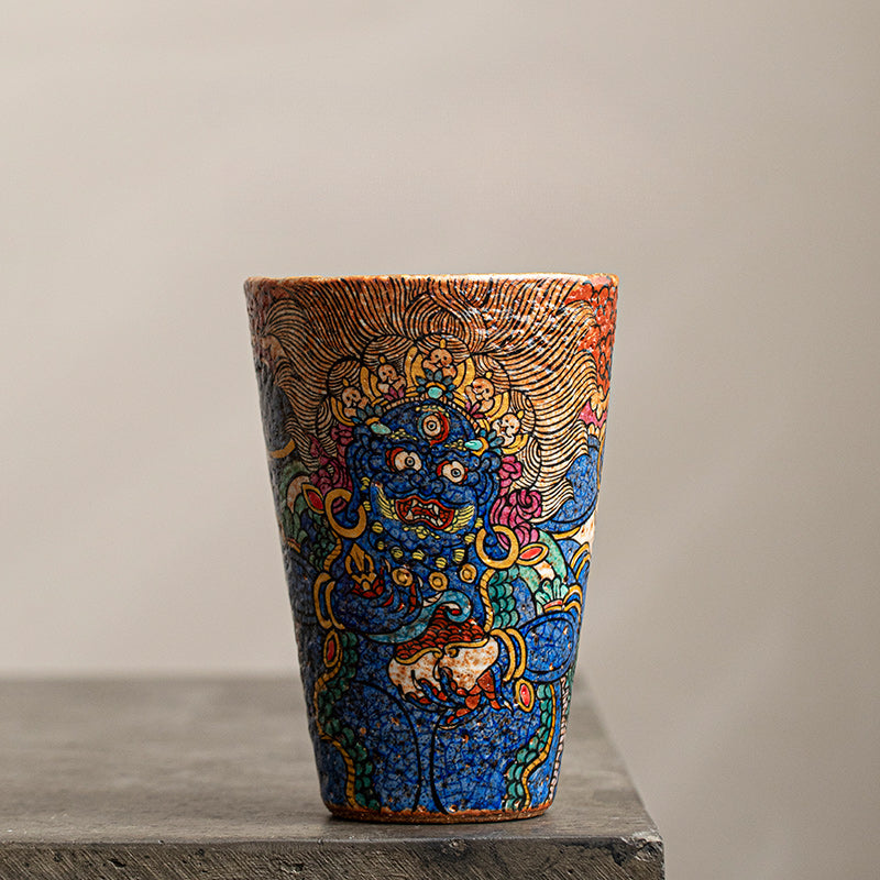 Thangka Dahei Tianwabi Sabi Master Cup Coarse Pottery Shino Yakuza Teacup Personal Special Chinese Tea Cup Jiujue Tang Hand-painted