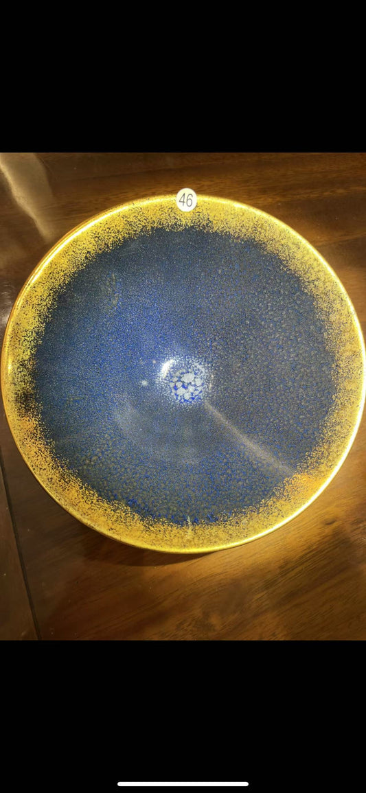 Golden Blue big bowl made by national level master Li Jianzhan