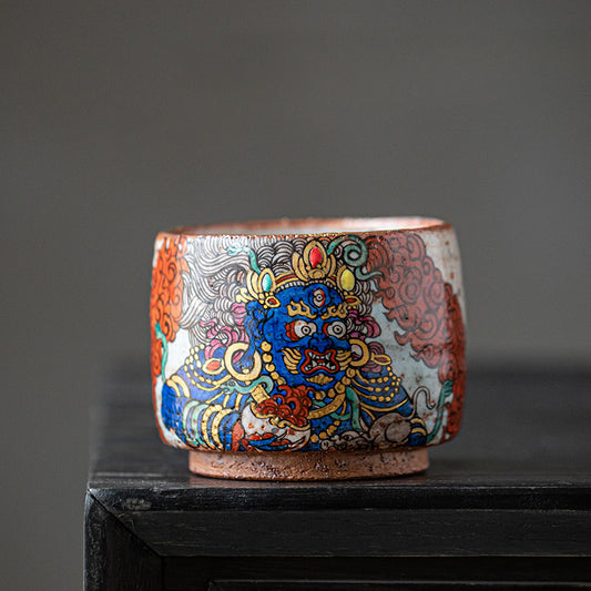 Thangka Dahei Tianwabi Sabi Master Cup Coarse Pottery Shino Yakuza Teacup Personal Special Chinese Tea Cup Jiujue Tang Hand-painted